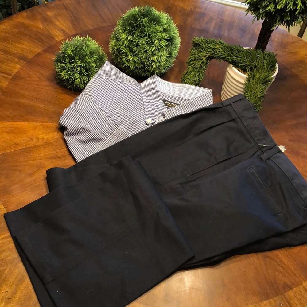 Boys Navy Pleated Pants